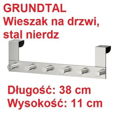 IKEA GRUNDTAL WIESZAK NA DRZWI WIESZAKI STAL NIER - 6505045413 - oficjalne  archiwum Allegro
