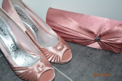 Piękne buty pudrowy róż r.41+torebka ślub, wesele - 6798284062 - oficjalne  archiwum Allegro