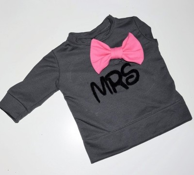 bluza szara MRS z dużą różową kokardą r86 12-18m