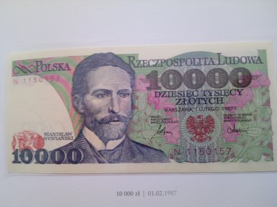 Polskie  Banknoty Obiegowe 10000zł 1987r UNC