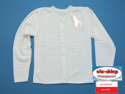 ola-sklep biały sweterek delikatny ażurek 128