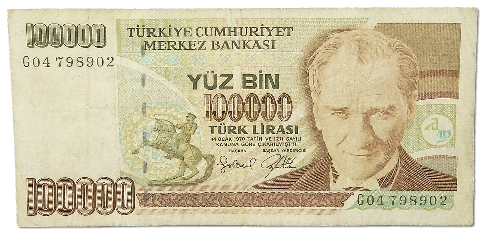4.Turcja, 100 000 Lir 1970 (1997), P.206, St.3