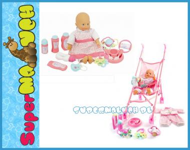 Lalka z 12 akcesoriami i ubrankami Wózek dla lalek