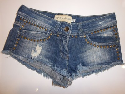 Krótkie spodenki jeansowe, mocno wycięte XS/34 - 6785883381 - oficjalne  archiwum Allegro