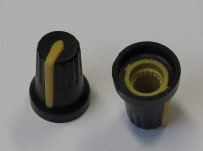 Gałka (pokrętło) 14 mm czarno-żółta - 10 szt.