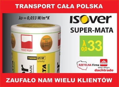 WEŁNA mineralna Isover SUPER-MATA 180 18 cm 0,033 - 6682362206 - oficjalne  archiwum Allegro