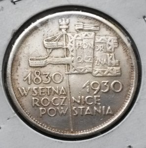 Moneta 5 Zł 1930 r. W setną rocznicę Powstania - 6225133114 - oficjalne  archiwum Allegro