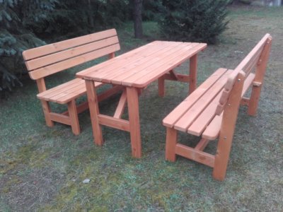 Meble ogrodowe stoły ławki altany drewniane - 6174367990 - oficjalne  archiwum Allegro
