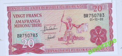 BURUNDI  20 Francs 1989 -UNC
