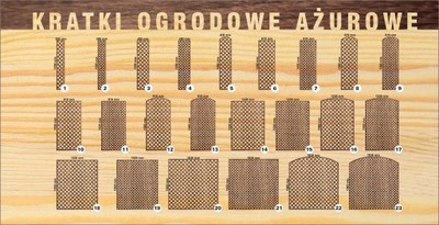Kratka ażurowa drewno, pergola trejaż, 30 wzorów