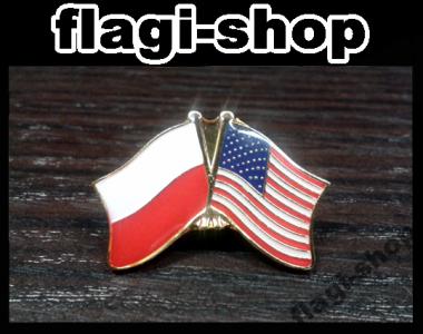 Przypinka Przyjaźni Pins Wpinka Polska USA Flaga