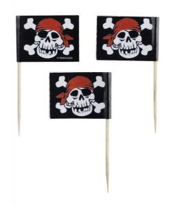 Flagi do koreczków Jolly Roger 30szt Urodziny