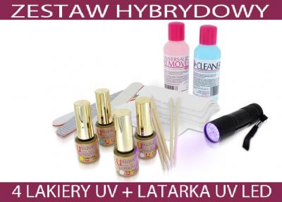 KF ZESTAW DO MANICURE  - LATARKA UV LED +4 HYBRYDY