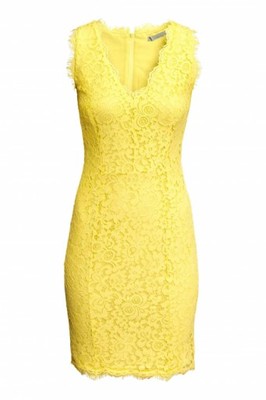sukienka koronkowa żółta h&m midi - 6743283303 - oficjalne archiwum Allegro