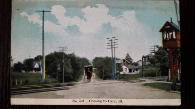 US PostCard 1912r. + znaczek Coming to Cary , ILL.