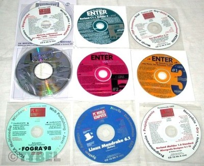 Zestaw 9 CD PC software progamy gry BIOS Linux etc