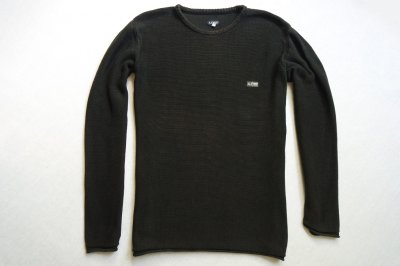 ARMANI JEANS sweter sweterek czarny brązowy logo_L