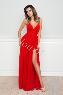 Sukienka dluga Maxi czerwona wieczorowa Lou r.S - 6923016199 - oficjalne  archiwum Allegro