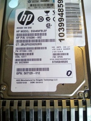 JAK NOWY DYSK HP SAS 450GB 10K 2.5 0mcy pracy FV23