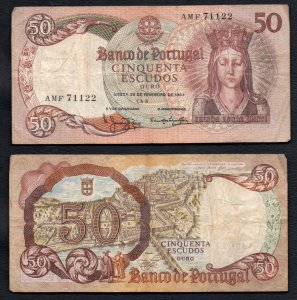 50 escudos 1964 rok PORTUGALIA. Banknot.