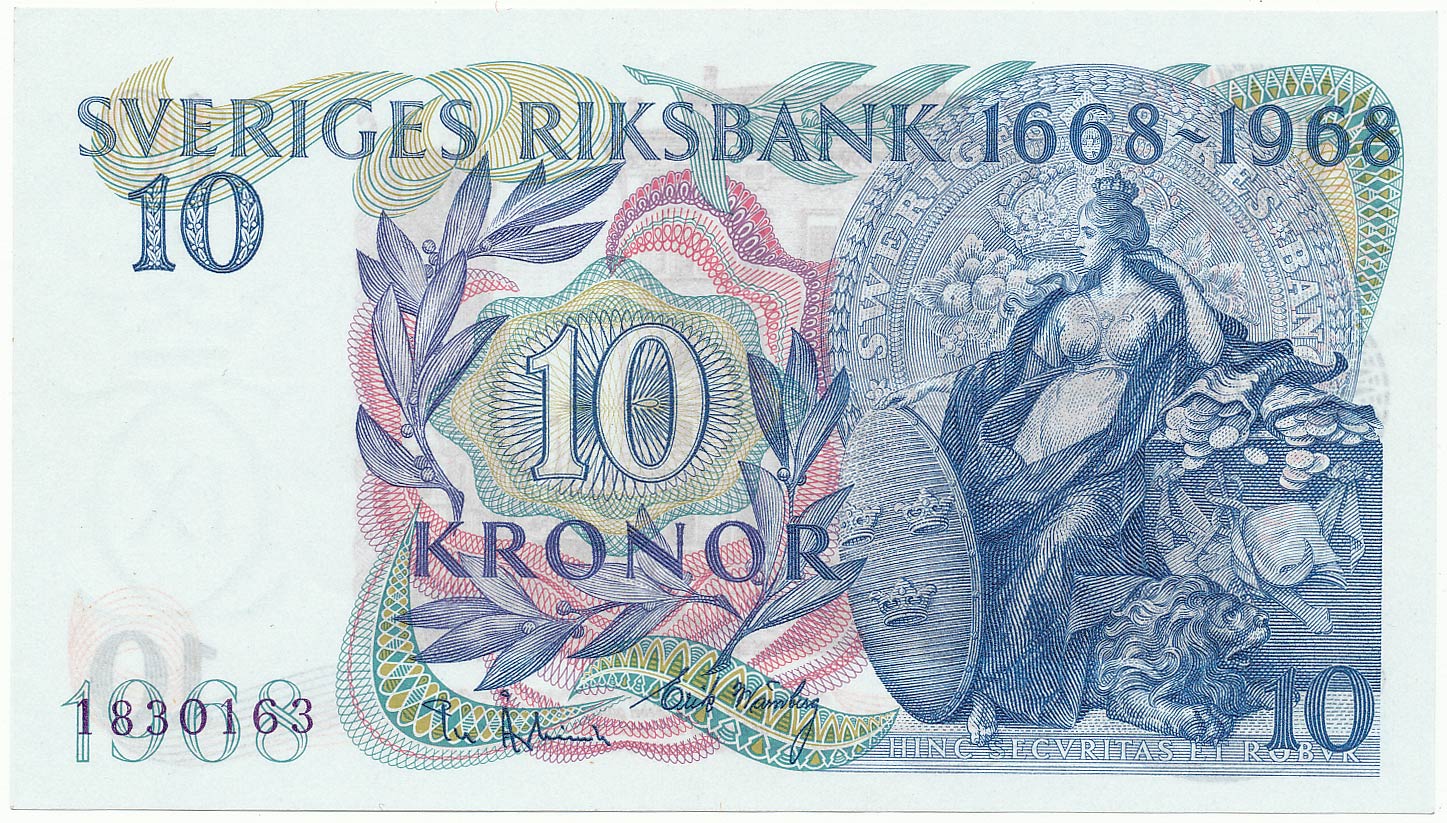 3957. Szwecja 10 kronor 1968 st.1