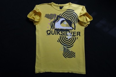 QUIKSILVER koszulka żółta t-shirt logo nadruk___XL