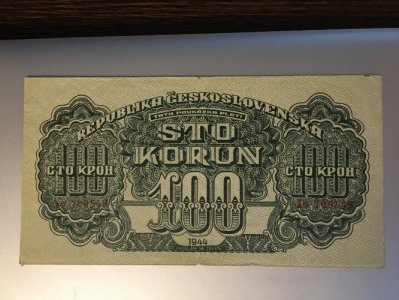 Banknot Czechosłowacja 100 koron - 1944 rok