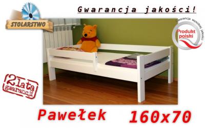Drewniane łóżko Pawełek 160x70  - SUPER JAKOŚĆ!!