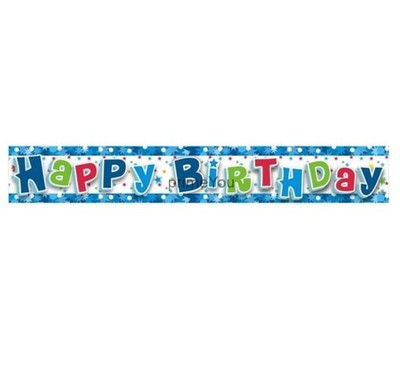 Banner Happy Birthday niebieskie 1,8 m Urodziny