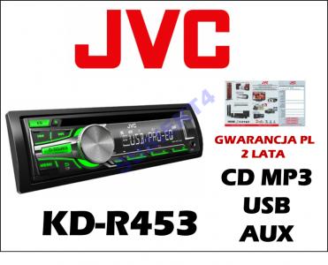 RADIO SAMOCHODOWE JVC KD-R453 CD AUX USB ZIELONY - 4992022749 - oficjalne  archiwum Allegro