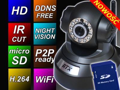 Kamera IP RTX WIFI DDNS P2P HD 1240x720 IRCUT SD
