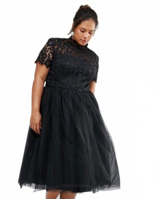 CHI CHI LONDON sukienka czarna midi plus size 52 - 6601745288 - oficjalne  archiwum Allegro