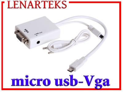 Adapter MHL konwerter z micro USB na VGA + Audio
