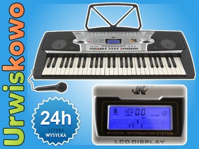 Keyboard Organy 85cm Mikrofon LCD 2061 Kurs Gratis