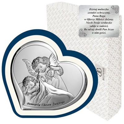 Obrazek srebrny Pamiątka Chrztu Św. Aniołek GRAWER