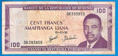 Burundi 100 francs rok 1990 P.29c stan 3/4