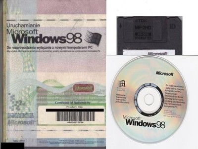 Windows 98 z dyskietką i nośnikiem