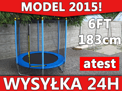 6FT 183cm TRAMPOLINA Z SIATKĄ NOWY MODEL 2015