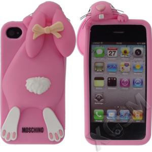 Różowe Etui Silikonowe Rabbit Królik iPhone 4 4S