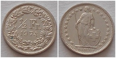 Szwajcaria 1/2 franka 1974r