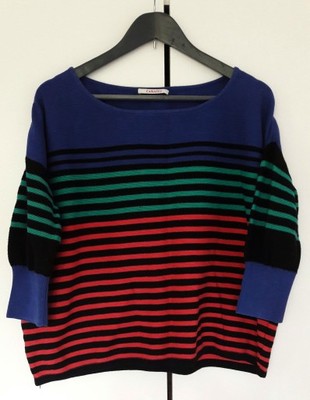 Pudełkowy sweter Camaieu paski kolorowy oversize