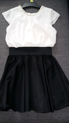 Sukienka-galowa,rozm.116 -122, biało-czarna korale - 6928302445 - oficjalne  archiwum Allegro