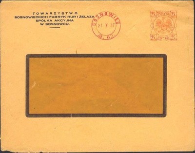 Frankatura mech., Sosnowiec - 1937,B63,
