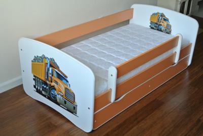 Łóżko dzieciece szufladą + materac 160cm pomarancz