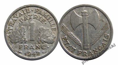 Francja. 1 frank 1942