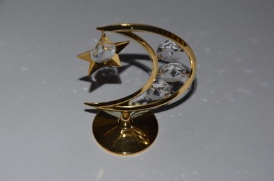 Pozłacana figurka półksiężyc z gwiazdą Swarovski