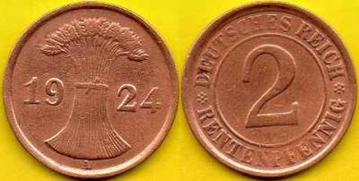 NIEMCY  2 Rentenpfennig  1924 r  A