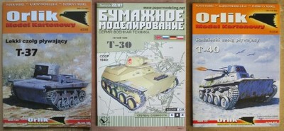 trzy sowieckie czołgi lekkie: T-37, T-30 oraz T-40