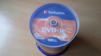 Płyty Verbatim DVD-R 4,7gb 100 szt cake