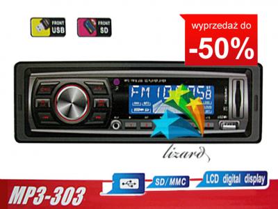 RADIO SAMOCHODOWE -303- USB AUX SD LCD MP3 + PILOT